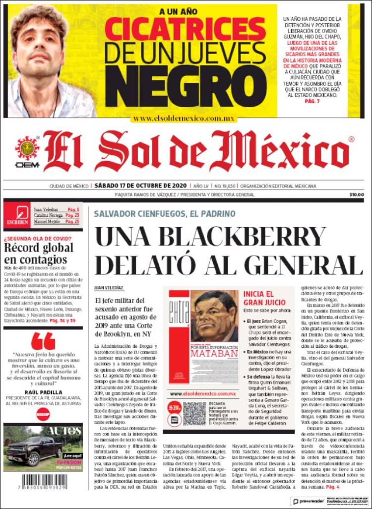 Portada de El Sol de México (México)
