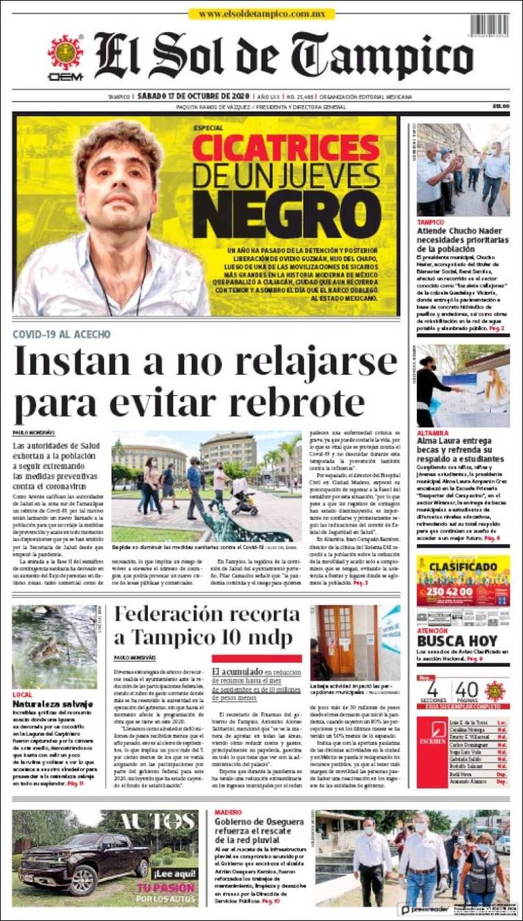 Portada de El Sol de Tampico (México)