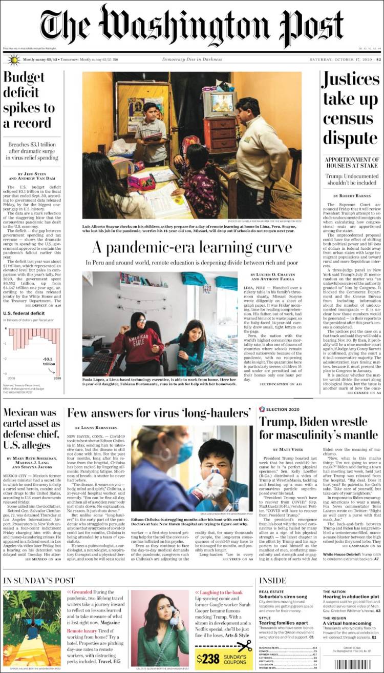 Portada de The Washington Post (USA)