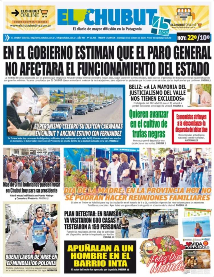 Portada de El Chubut (Argentina)