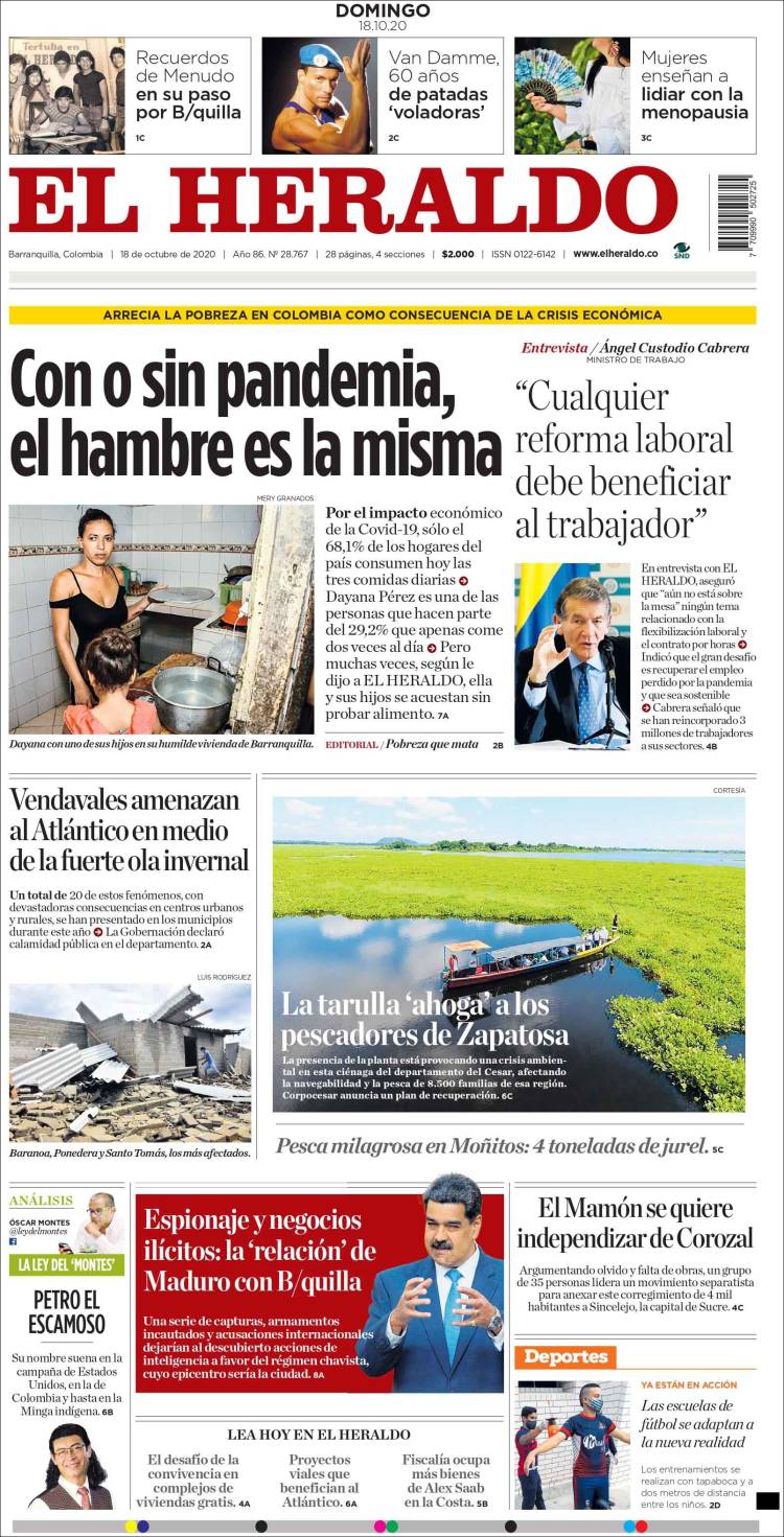 Portada de El Heraldo (Colombia)
