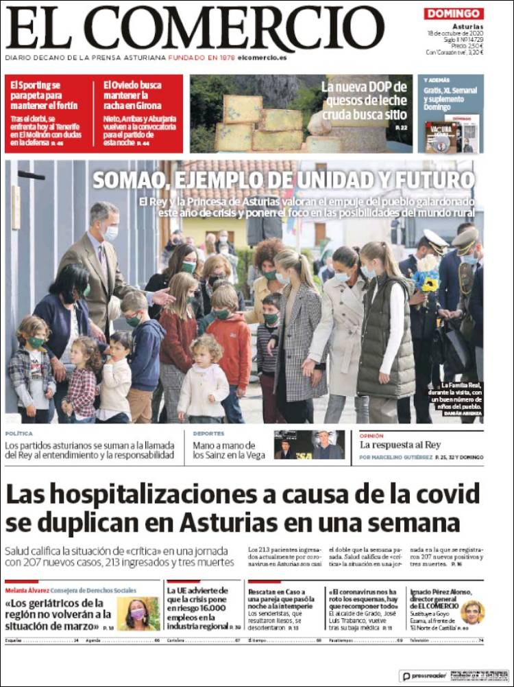 Portada de El Comercio (Espa&ntilde;a)