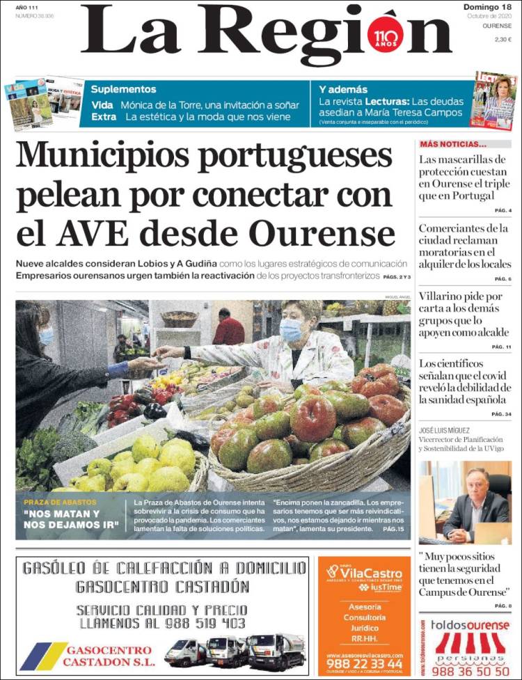 Portada de La Región de Ourense (Espa&ntilde;a)