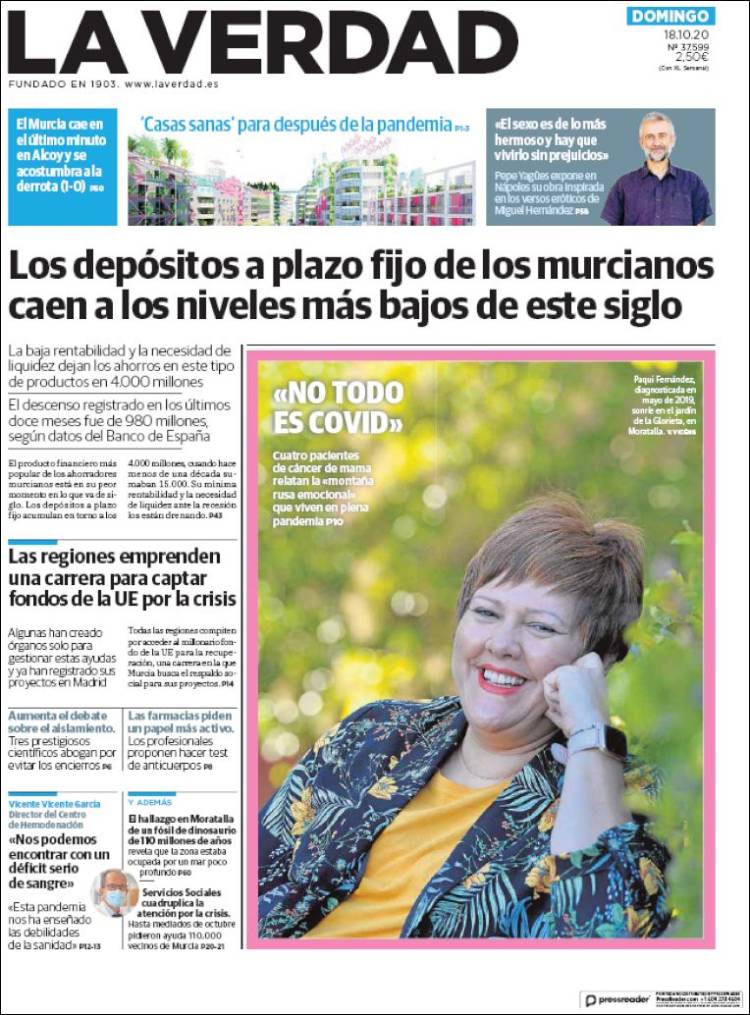 Portada de La Verdad de Murcia (Espa&ntilde;a)