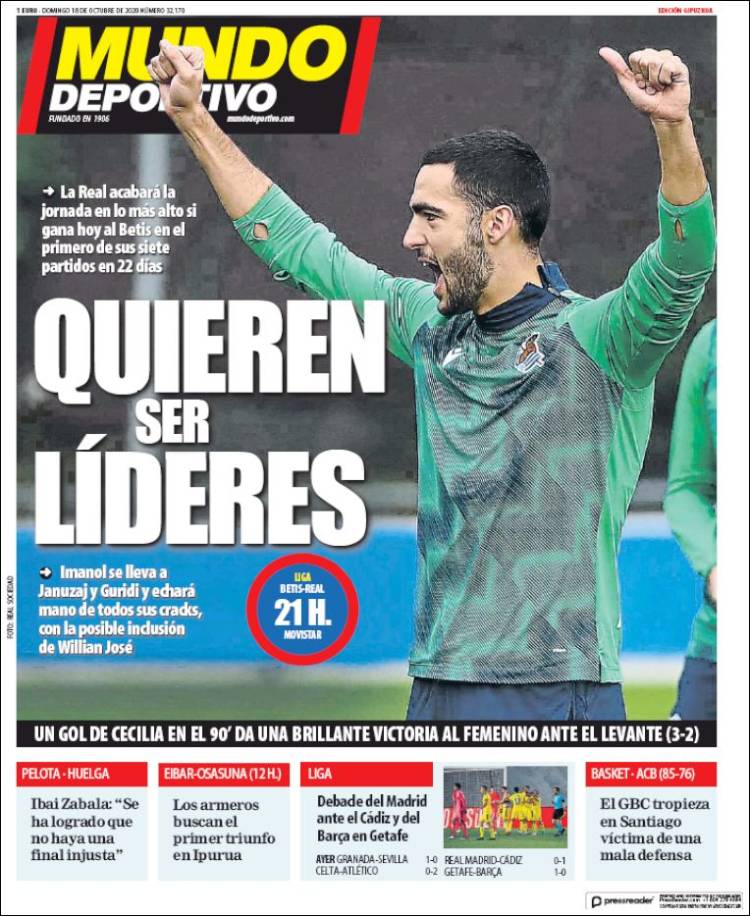 Portada de Mundo Deportivo Gipuzkoa (Espa&ntilde;a)