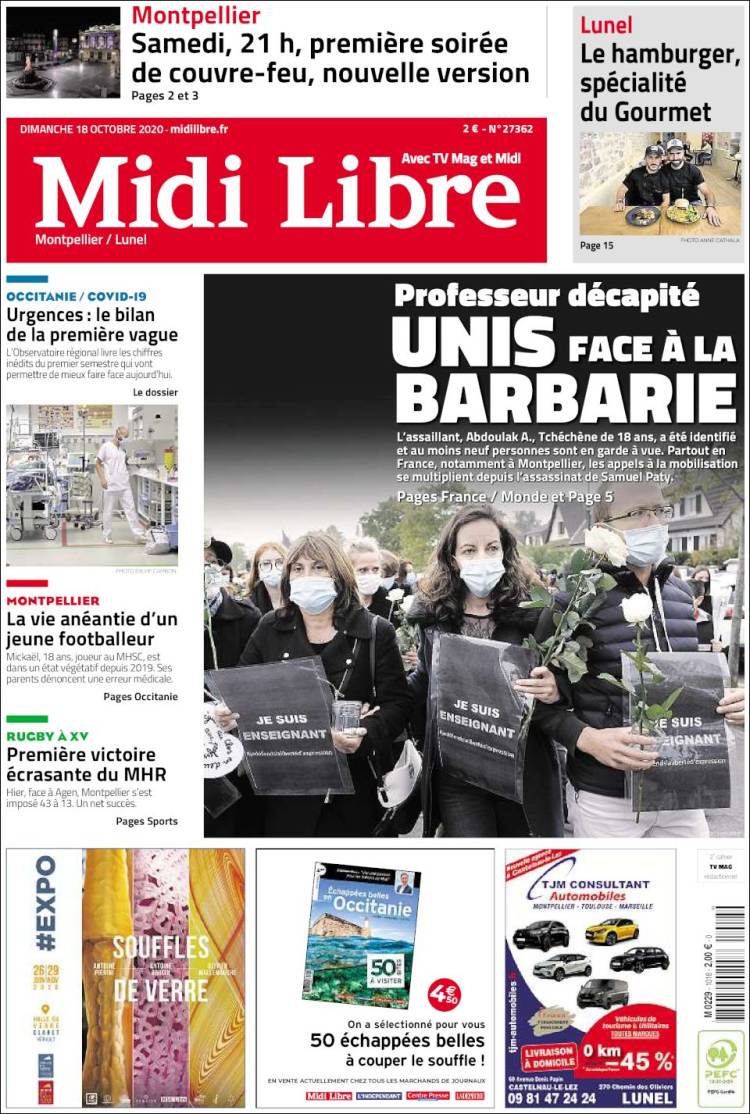 Portada de Midi Libre (Francia)