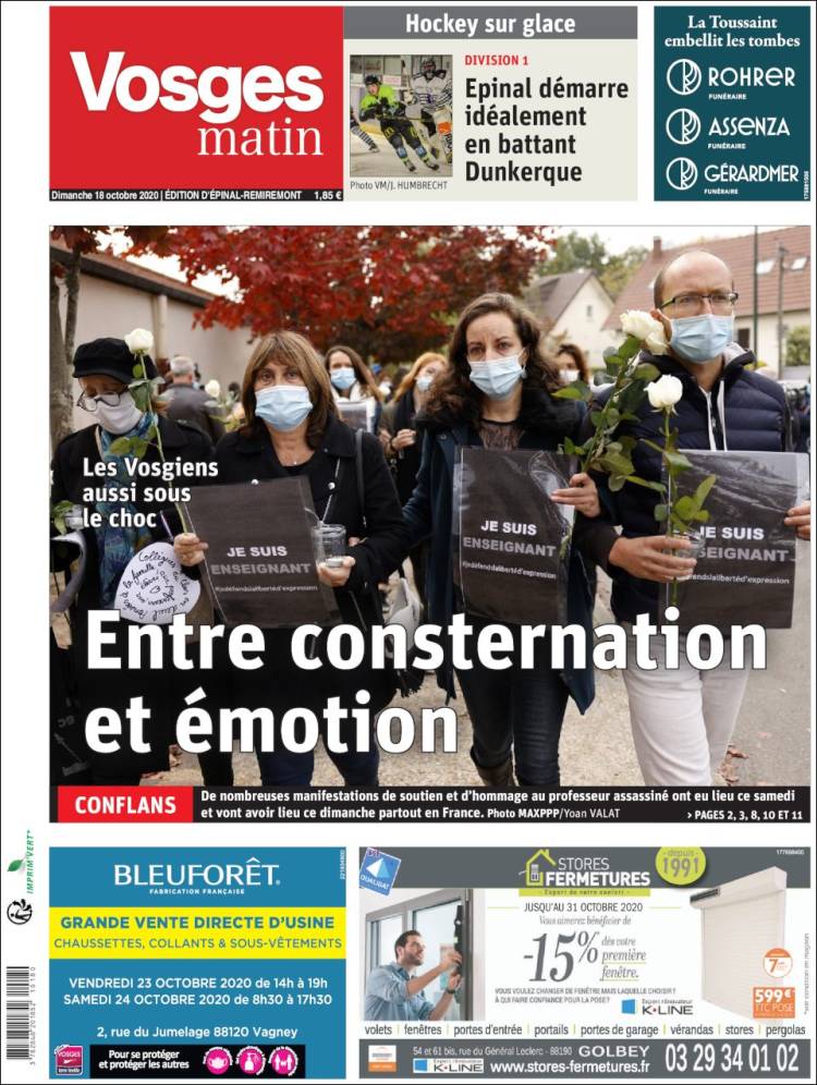 Portada de Vosges Matin (Francia)