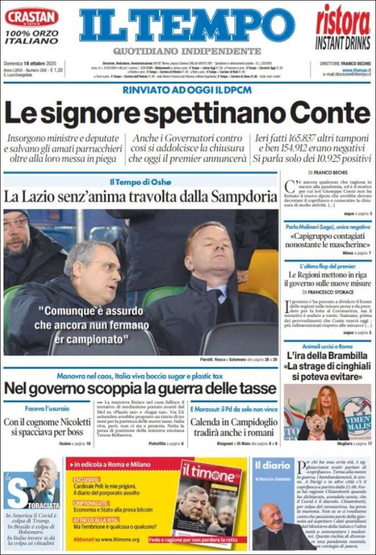 Portada de Il Tempo (Italia)