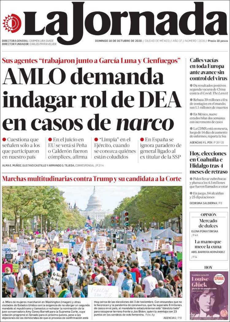 Portada de La Jornada (M&eacute;xico)