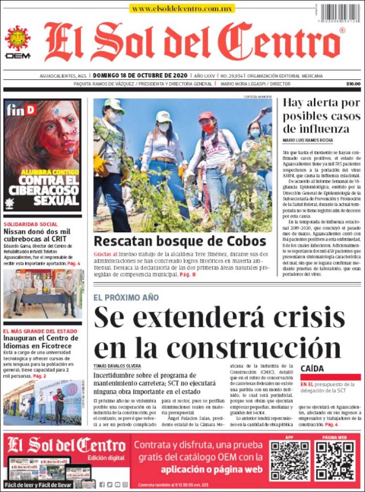 Portada de El Sol del Centro (M&eacute;xico)