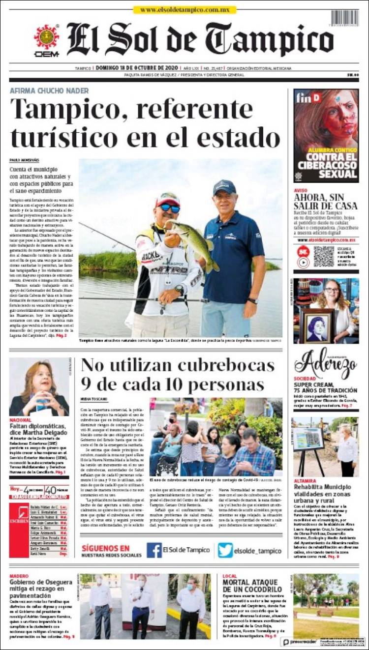 Portada de El Sol de Tampico (M&eacute;xico)