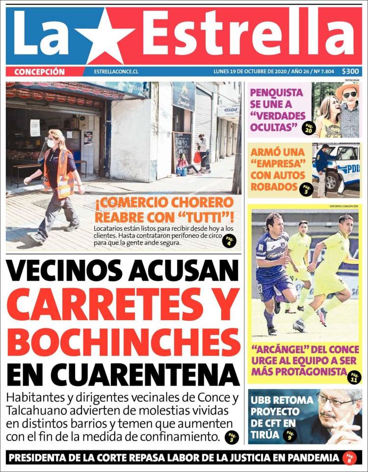 Portada de La Estrella de Concepción (Chile)