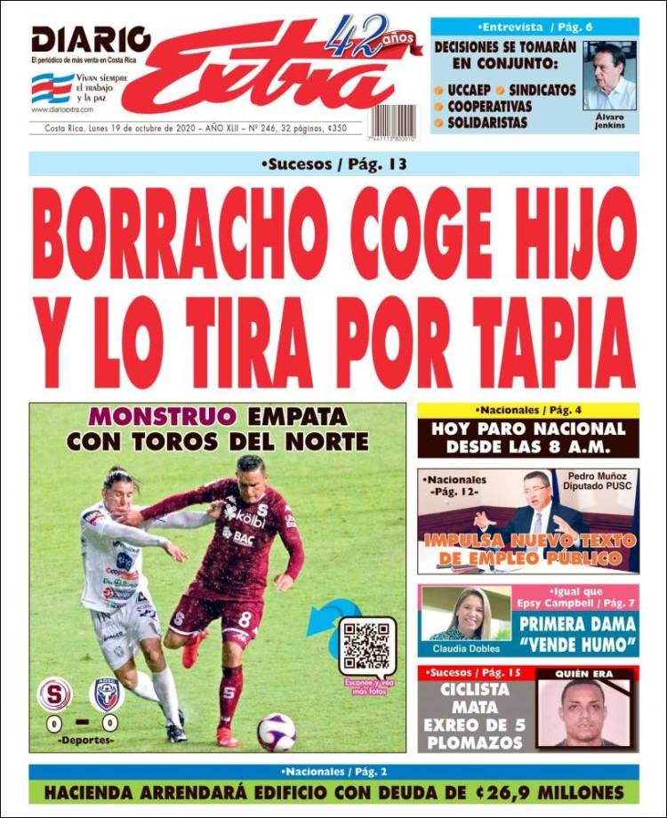 Portada de Diario Extra (Costa Rica)