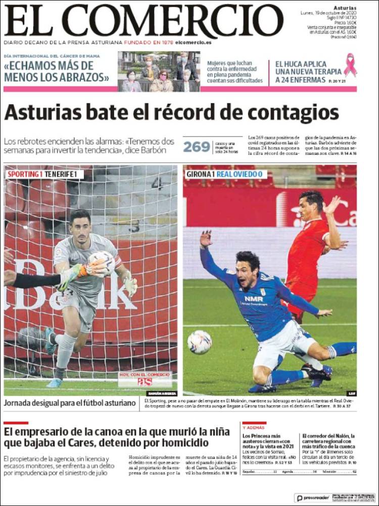 Portada de El Comercio (Espa&ntilde;a)