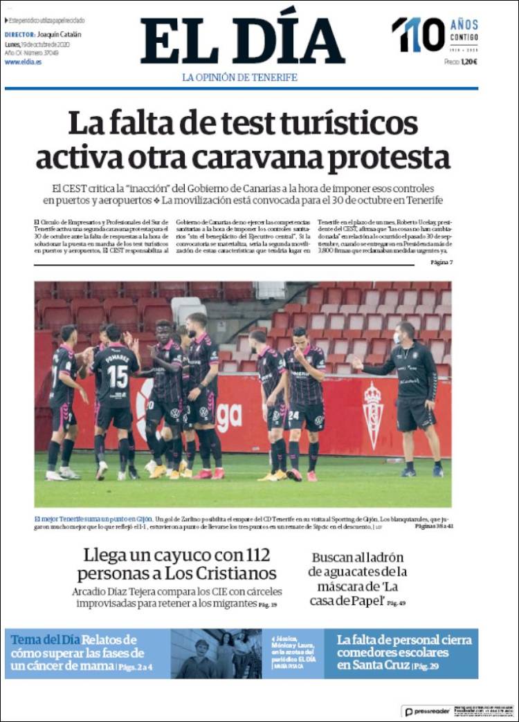 Portada de El Día (Espa&ntilde;a)