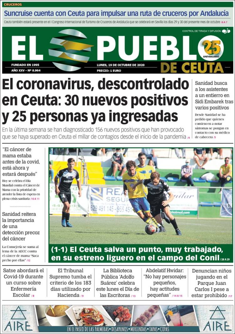 Portada de El Pueblo de Ceuta (Espa&ntilde;a)