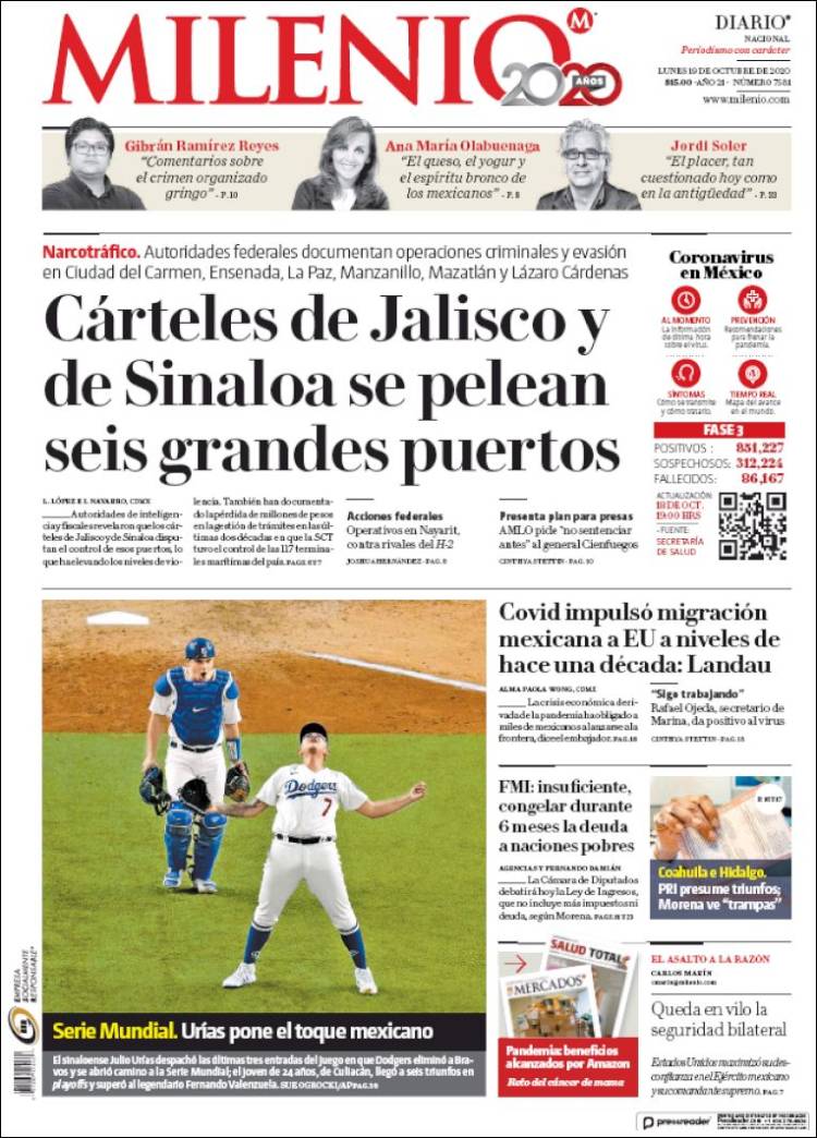 Portada de Milenio (M&eacute;xico)