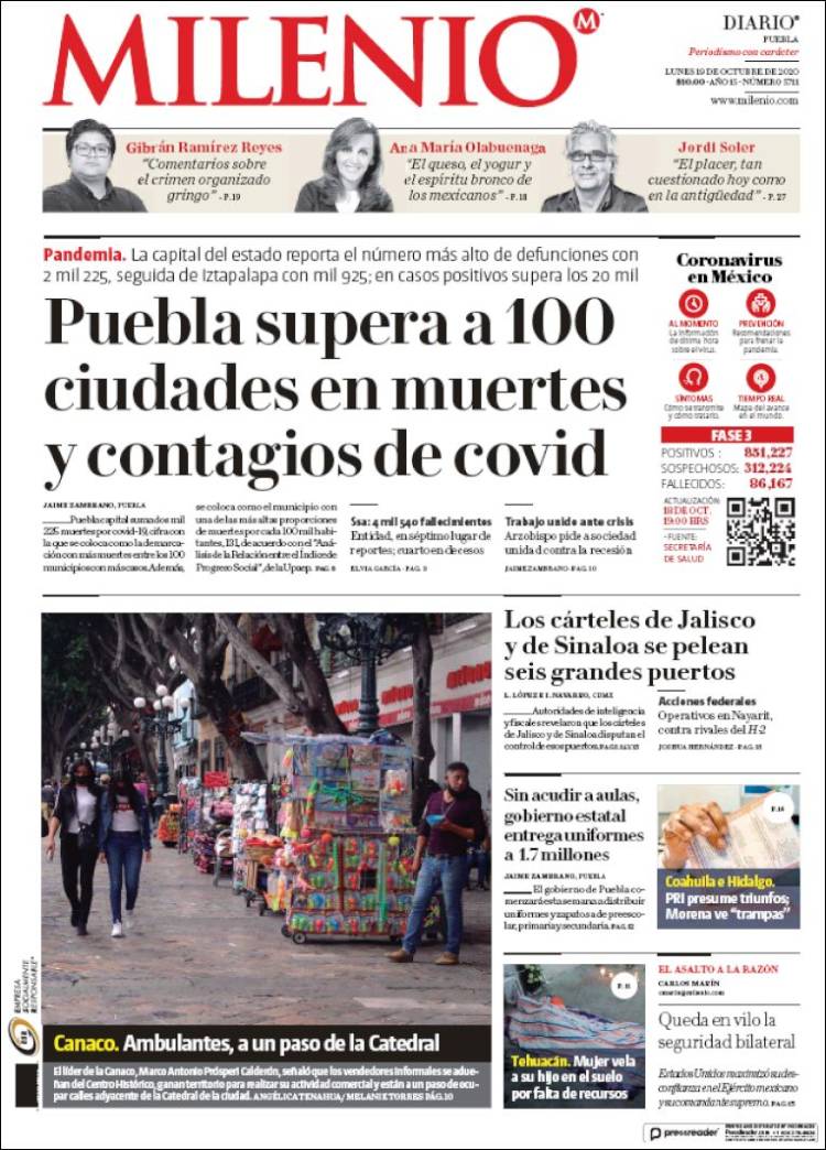 Portada de Milenio de Puebla (M&eacute;xico)
