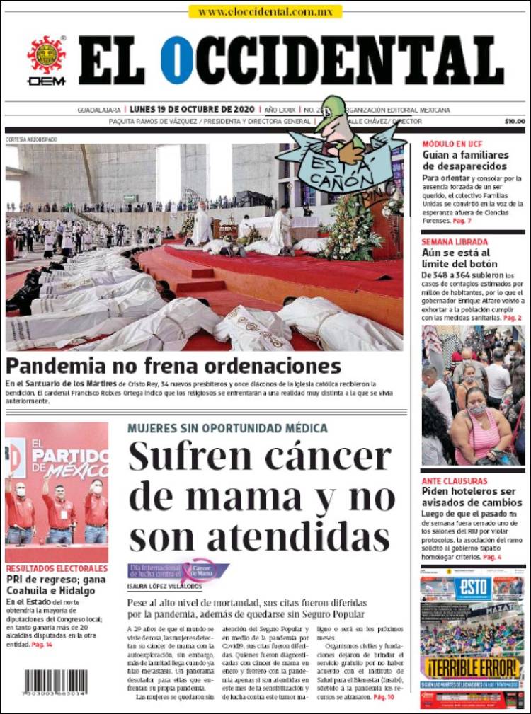 Portada de El Occidental (M&eacute;xico)