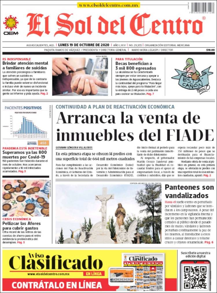 Portada de El Sol del Centro (M&eacute;xico)