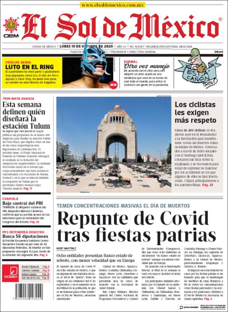 Portada de El Sol de México (M&eacute;xico)