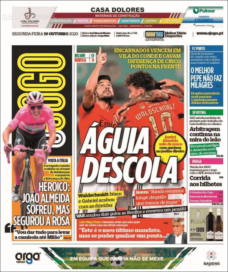 Portada de O Jogo (Portugal)