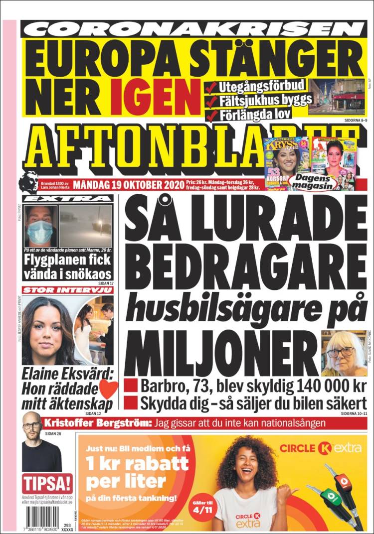 Portada de Aftonbladet (Suecia)