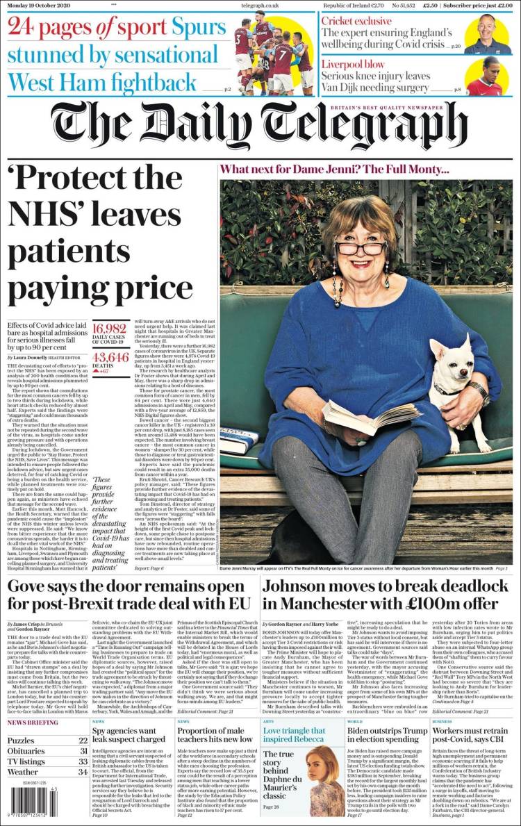 Portada de Daily Telegraph (Reino Unido)