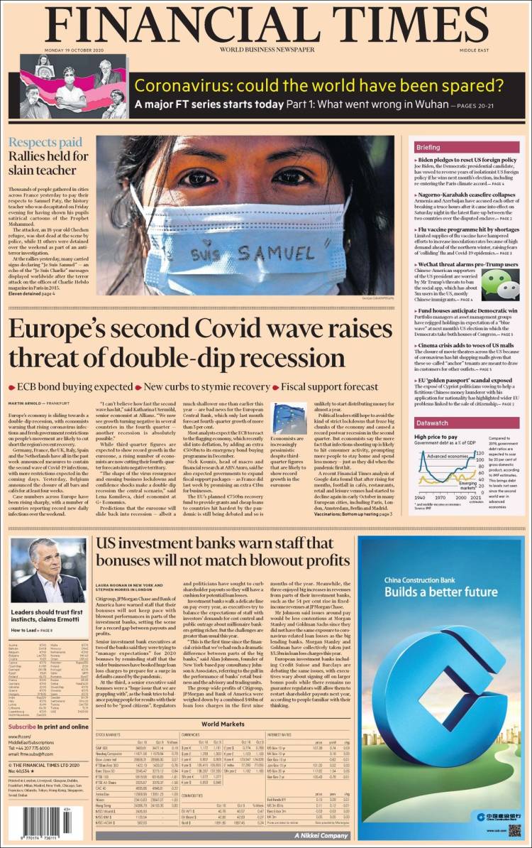 Portada de Financial Times (Reino Unido)