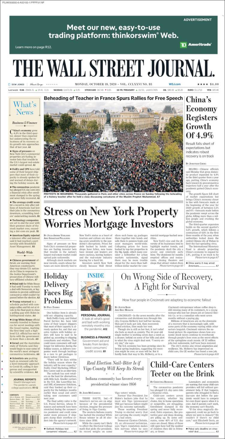 Portada de Wall Street Journal (USA)