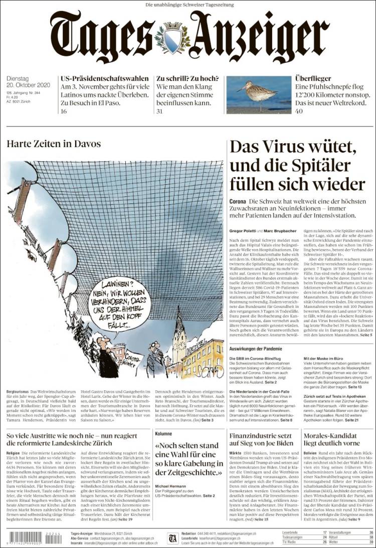 Portada de Tages-Anzeiger (Suiza)