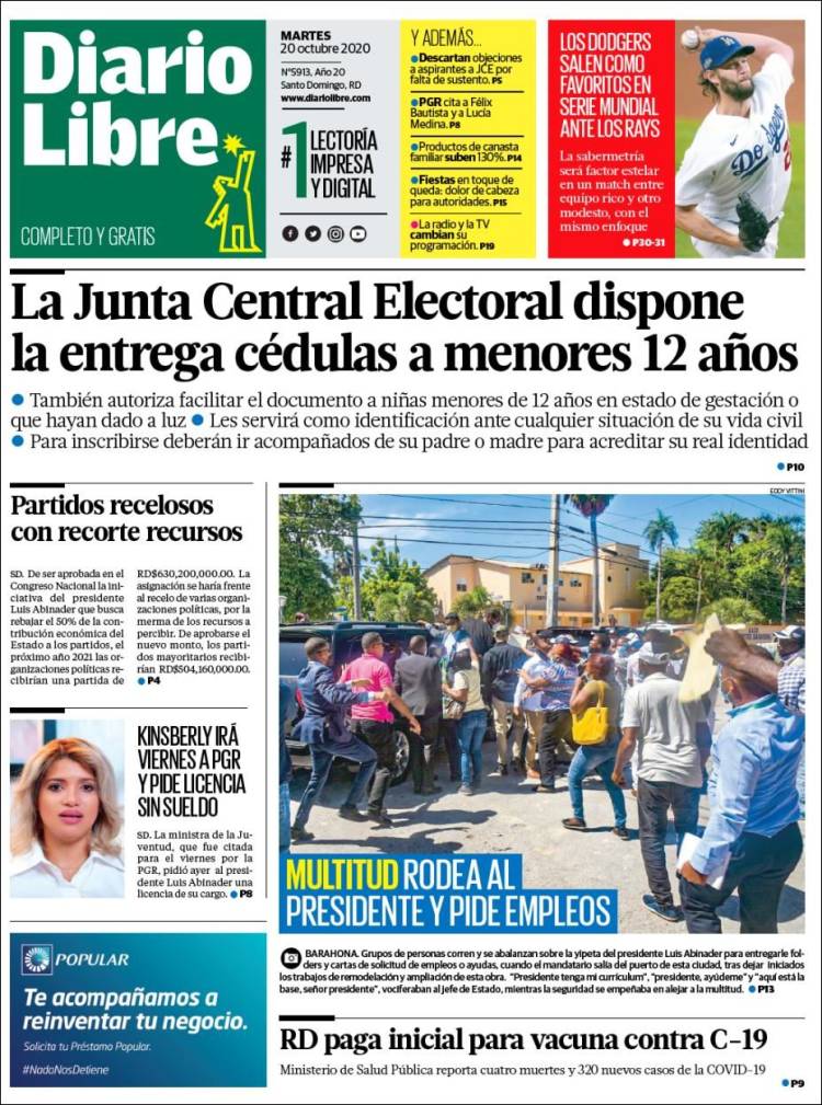 Portada de Diario Libre (R. Dominicana)