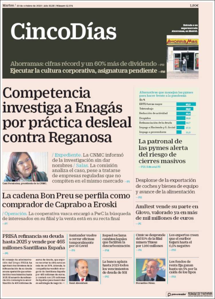Portada de Cinco Días (Espa&ntilde;a)