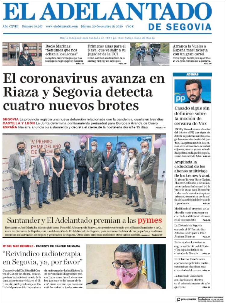 Portada de El Adelantado de Segovia (Espa&ntilde;a)