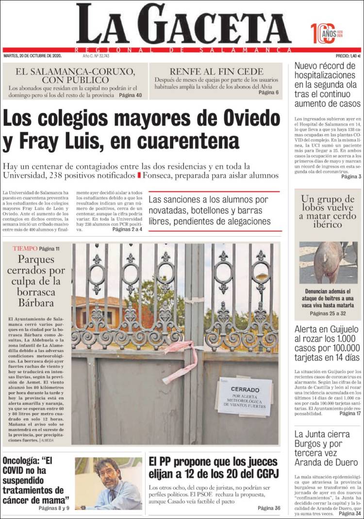 Portada de La Gaceta de Salamanca (Espa&ntilde;a)