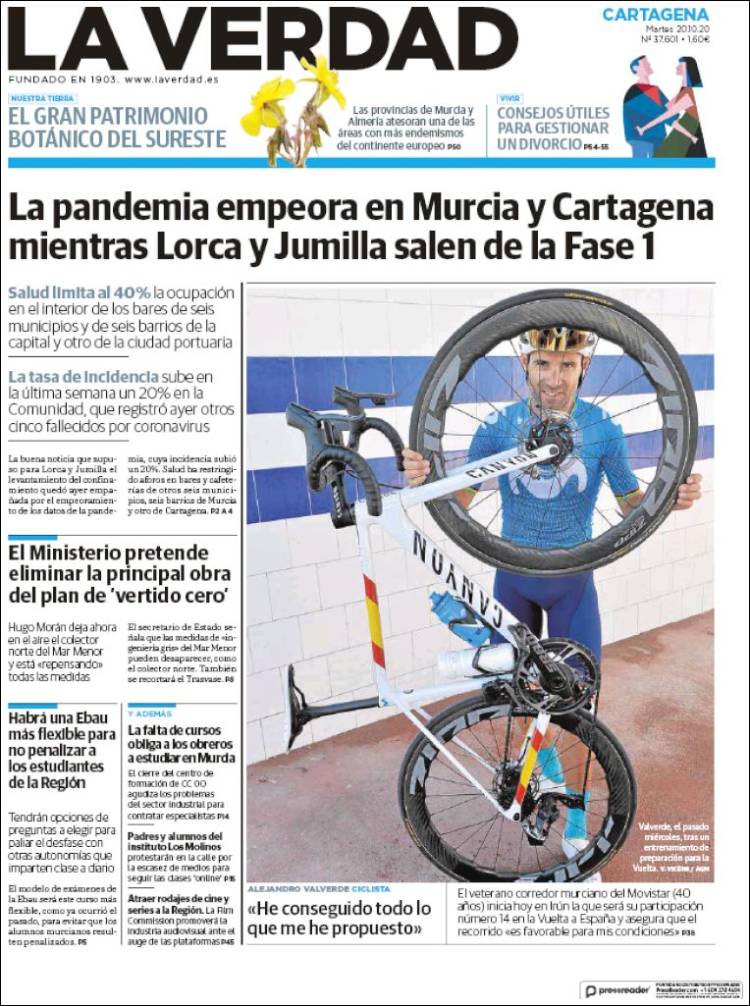 Portada de La Verdad de Cartagena (Espa&ntilde;a)