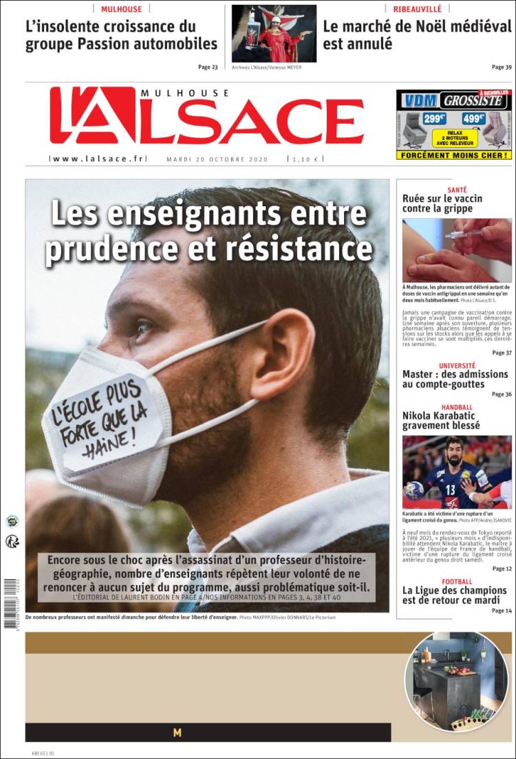 Portada de Journal L'Alsace (Francia)