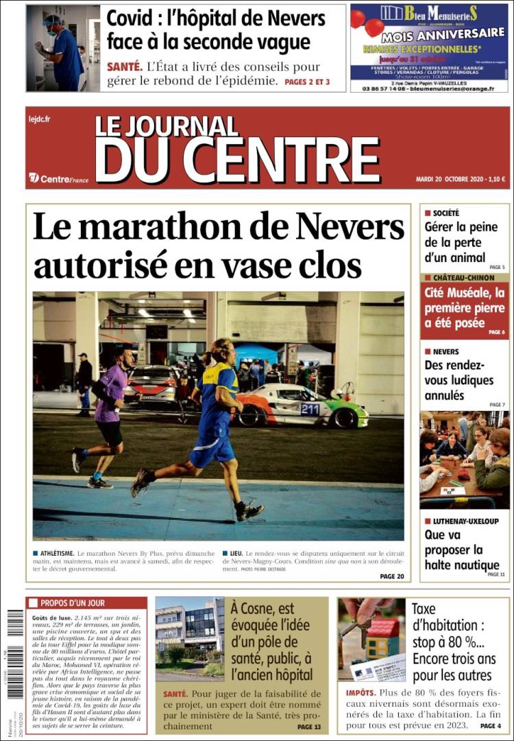 Portada de Le Journal du Centre (Francia)