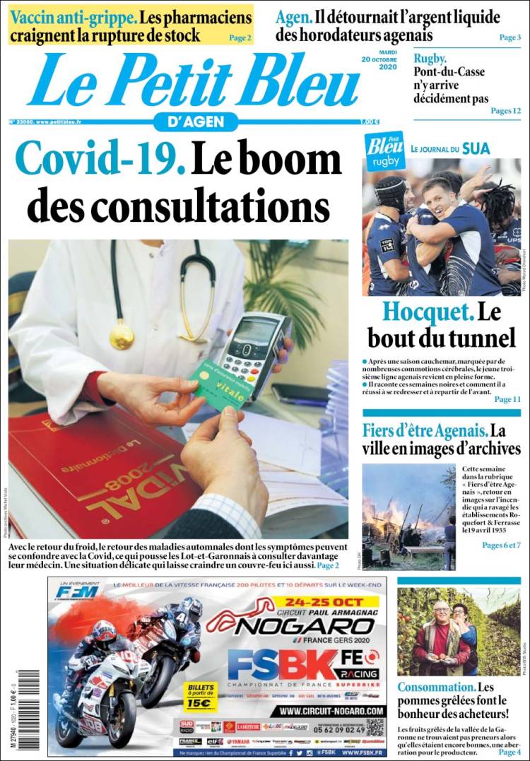 Portada de Le Petit Bleu (Francia)