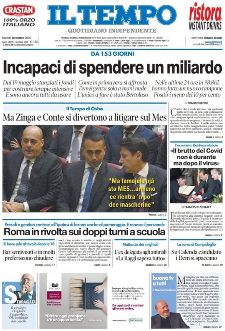 Portada de Il Tempo (Italia)