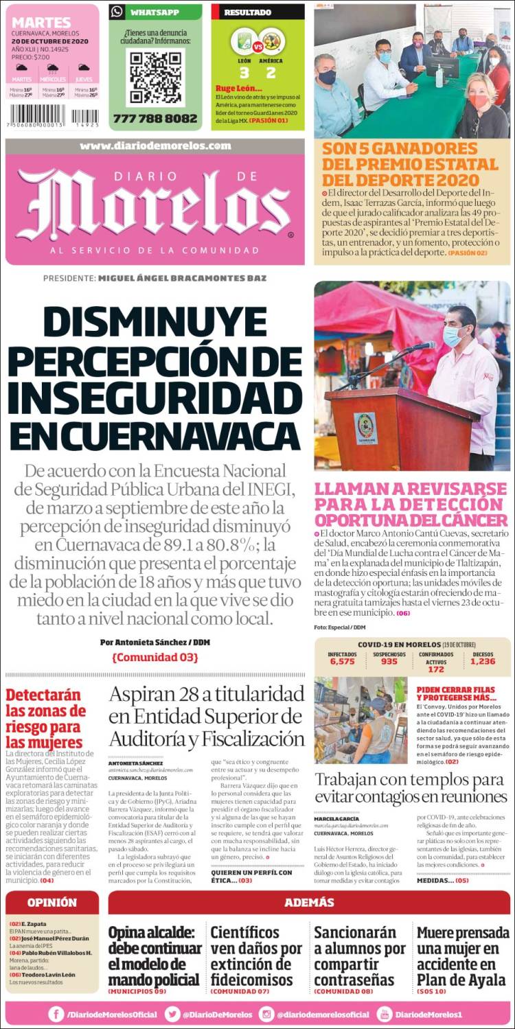 Portada de Diario de Morelos (México)