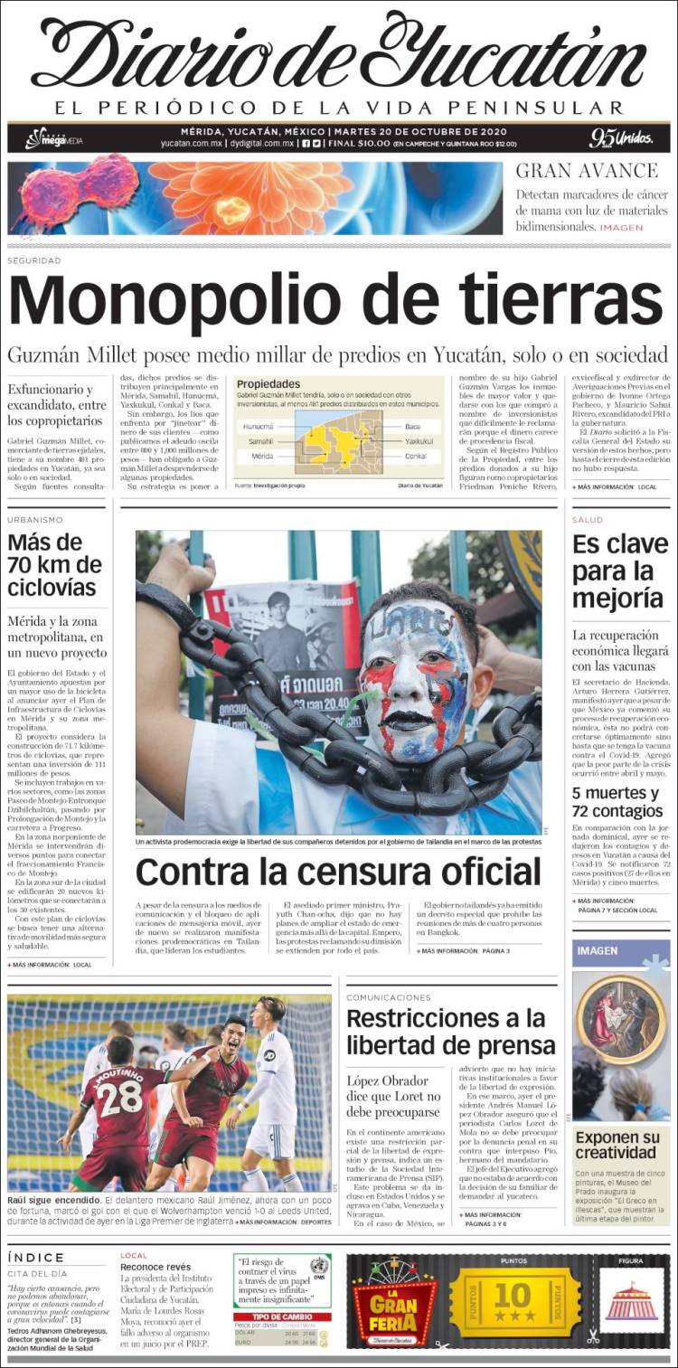 Portada de Diario de Yucatán (México)