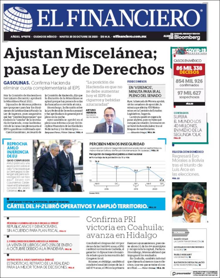 Portada de El Financiero (México)