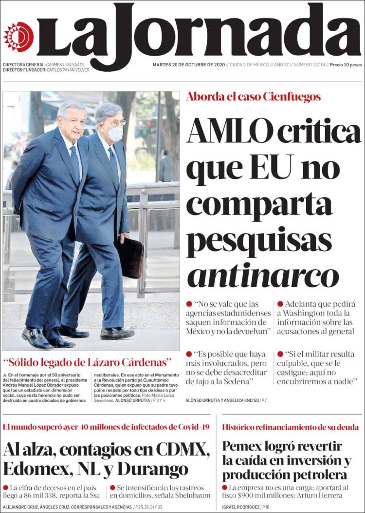 Portada de La Jornada (México)