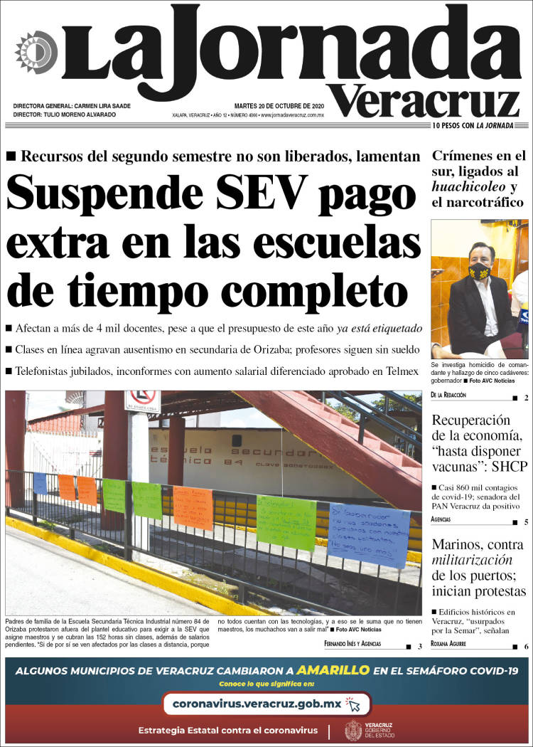 Portada de La Jornada Veracruz (México)