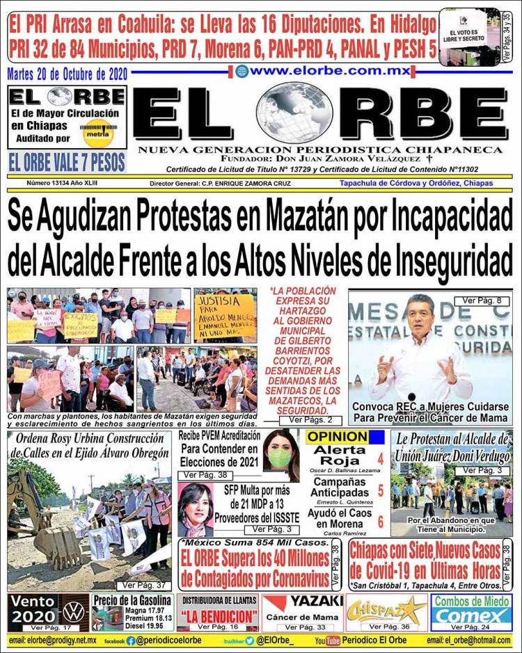Portada de El Orbe (México)