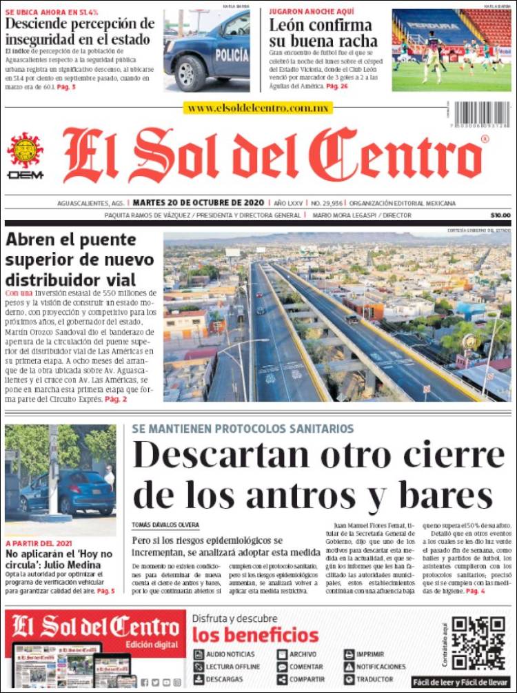 Portada de El Sol del Centro (México)