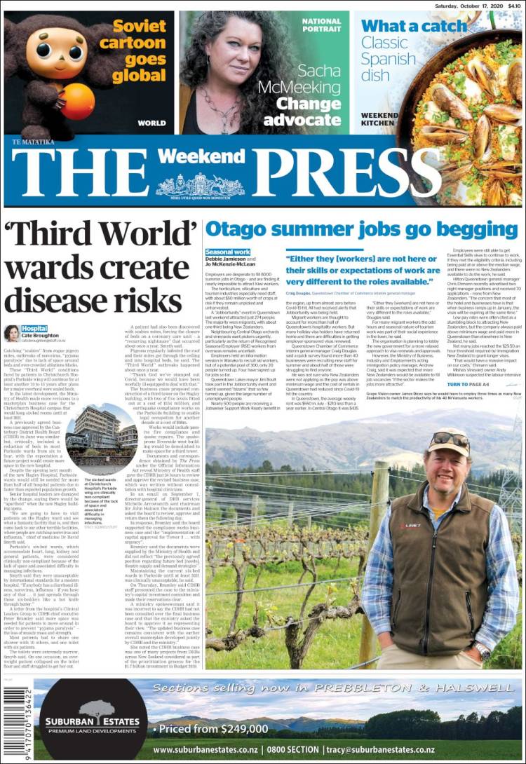 Portada de The Press (Nueva Zelanda)