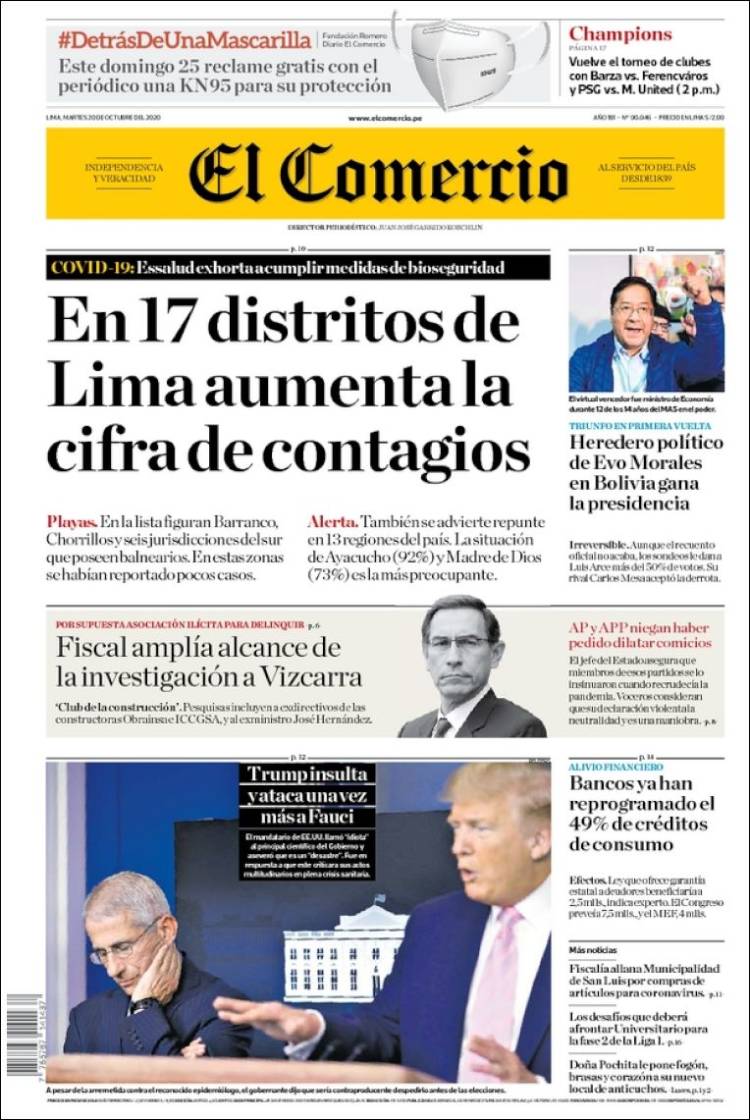 Portada de El Comercio (Per&uacute;)