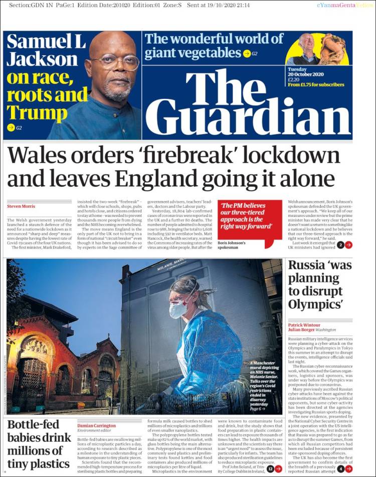 Portada de The Guardian (Reino Unido)